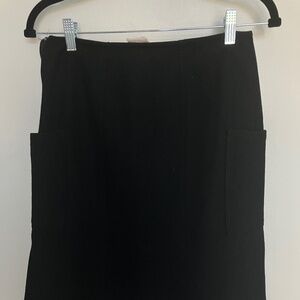 Vintage Sonia Rykiel Knee-length Wool Black Skirt with side pockets